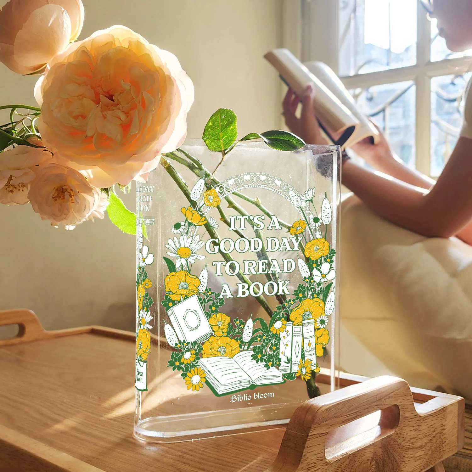 Good Day To Read A Book Acrylic Book Vase - II - Image 4