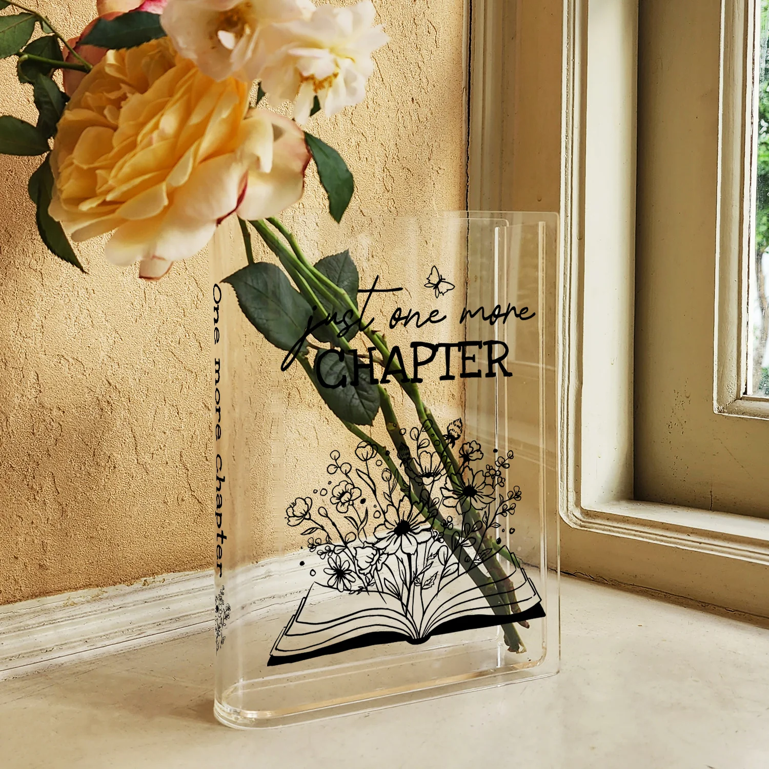 Just One More Chapter Acrylic Book Vase - Black - Image 3